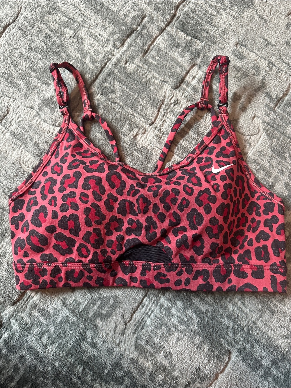 Nike Pink Leopard Print Adjustable-Strap Sports Bra